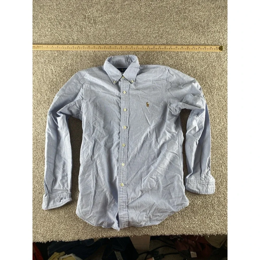 Polo Ralph Lauren Solid Light Blue Button Down Mens S Flesh Pony Cotton Work
